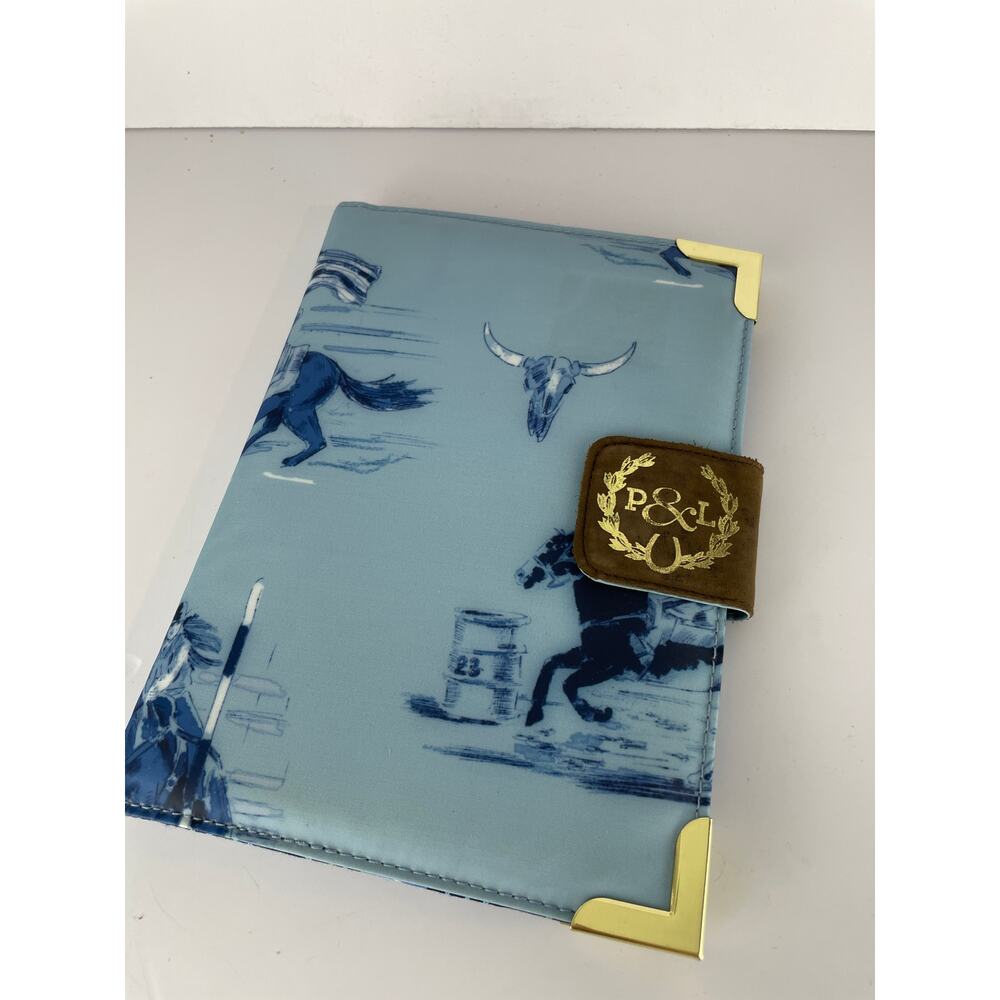 New Paul & Lydia Blue Rodeo Queen Toile iPad Mini Cover Small Notebook Rare Vtg
